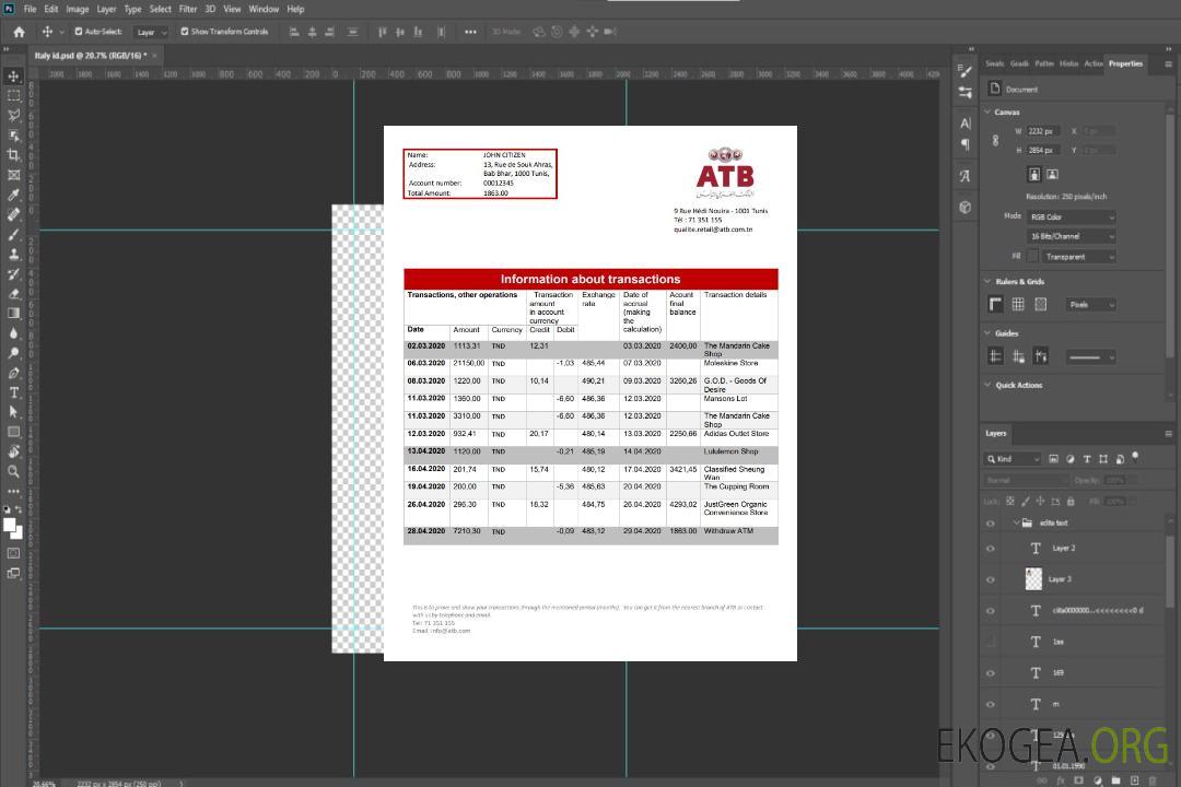 Modèle de justificatif de domicile de la banque ATB Tunisie au format Word et PDF (.doc et .pdf) template